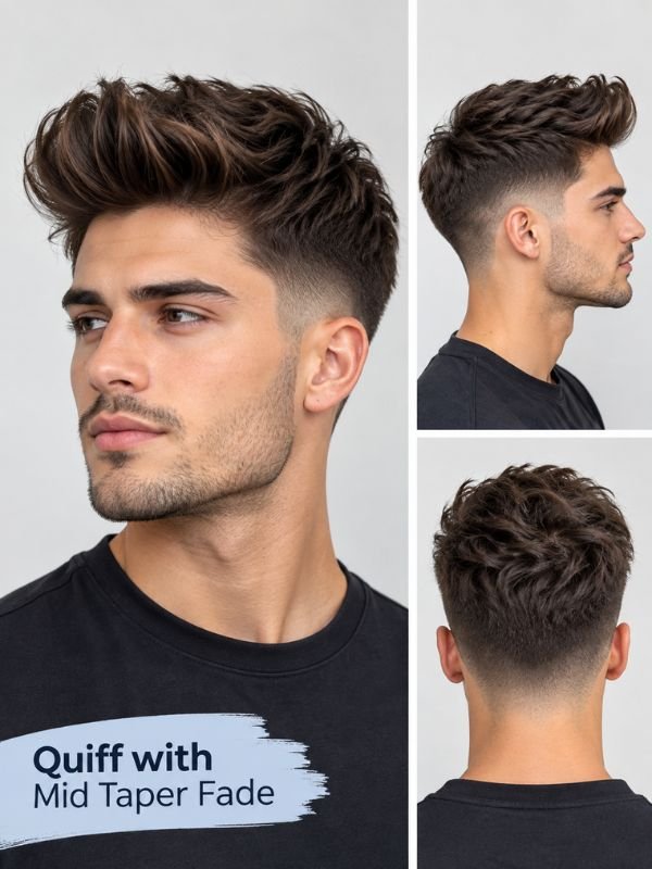 Quiff with Mid Taper Fade