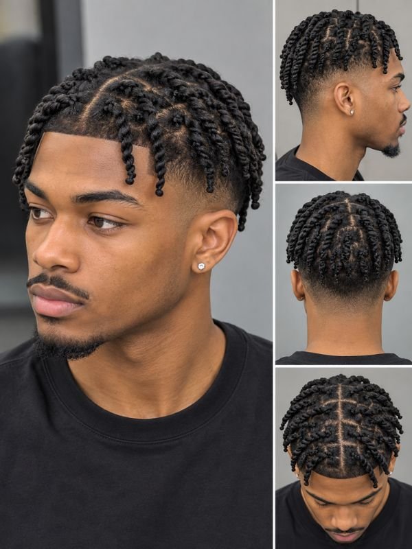 Rope Twists with Mid Taper Fade