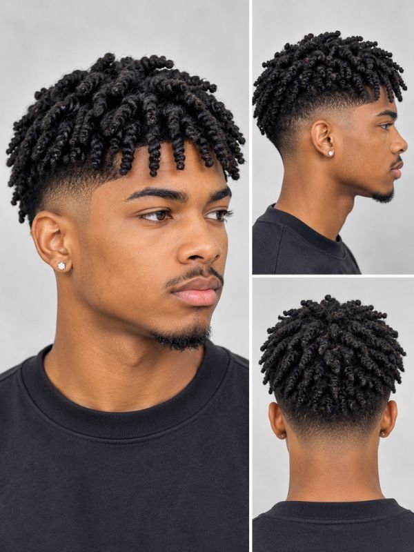 Sponge Twists with Mid Taper Fade