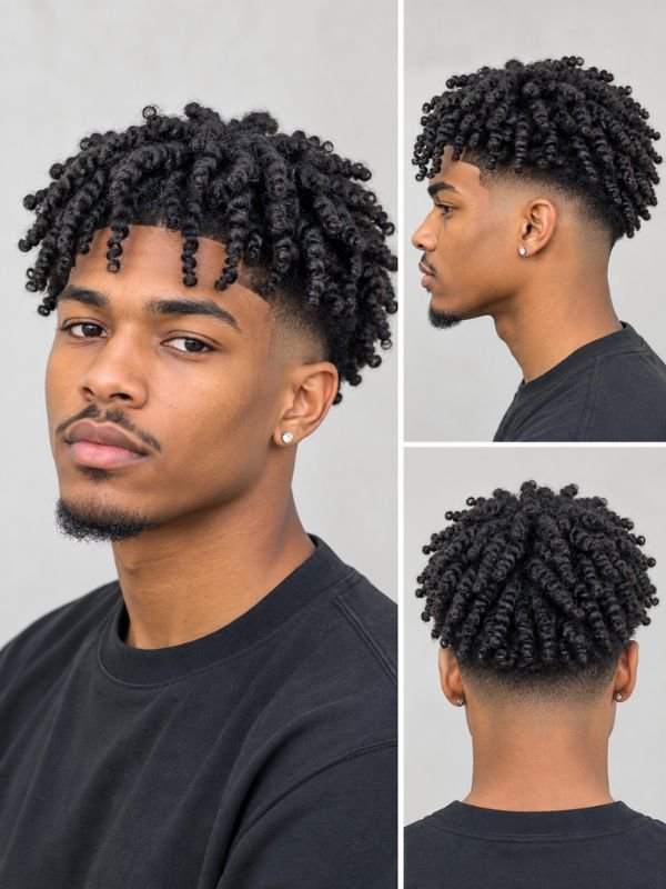 Twist-Out with Mid Taper Fade