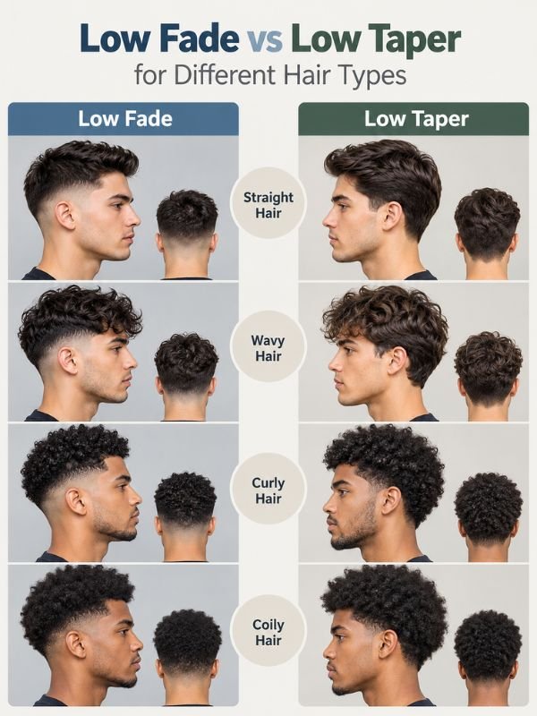Low Fade vs Low Taper for Different Hair Types