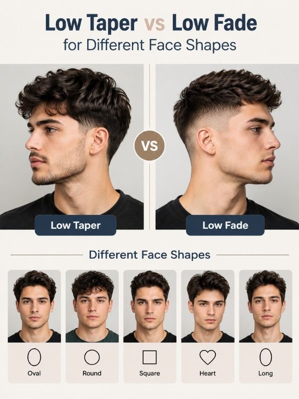 Low Taper vs Low Fade for Different Face Shapes